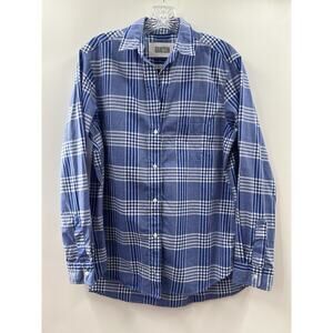 Grayson Women’s Long Sleeve Button Up “The Hero” Blue & White Plaid Shirt M